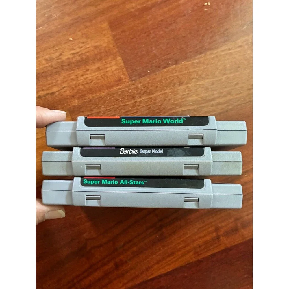 Super Mario All stars World Barbie Super Nintendo Game Cartridge Lot UNTESTED